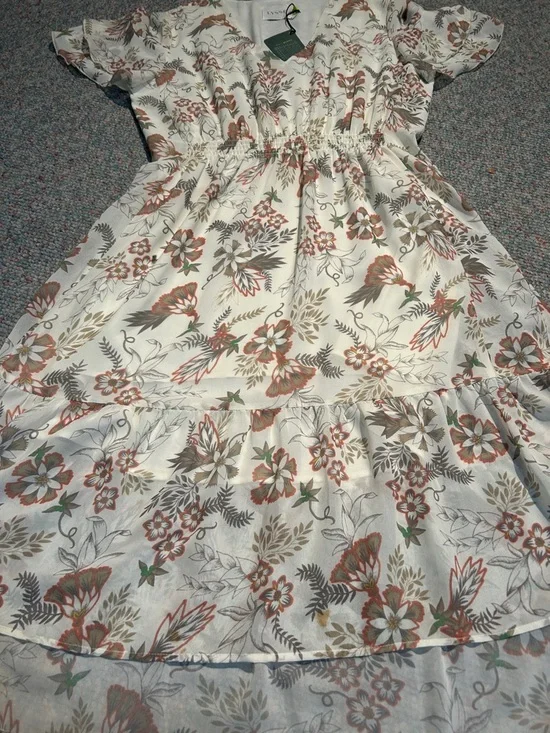 Lysse Cream Midi Dress with Rust and Sage Floral Print - Picture 9 of 9